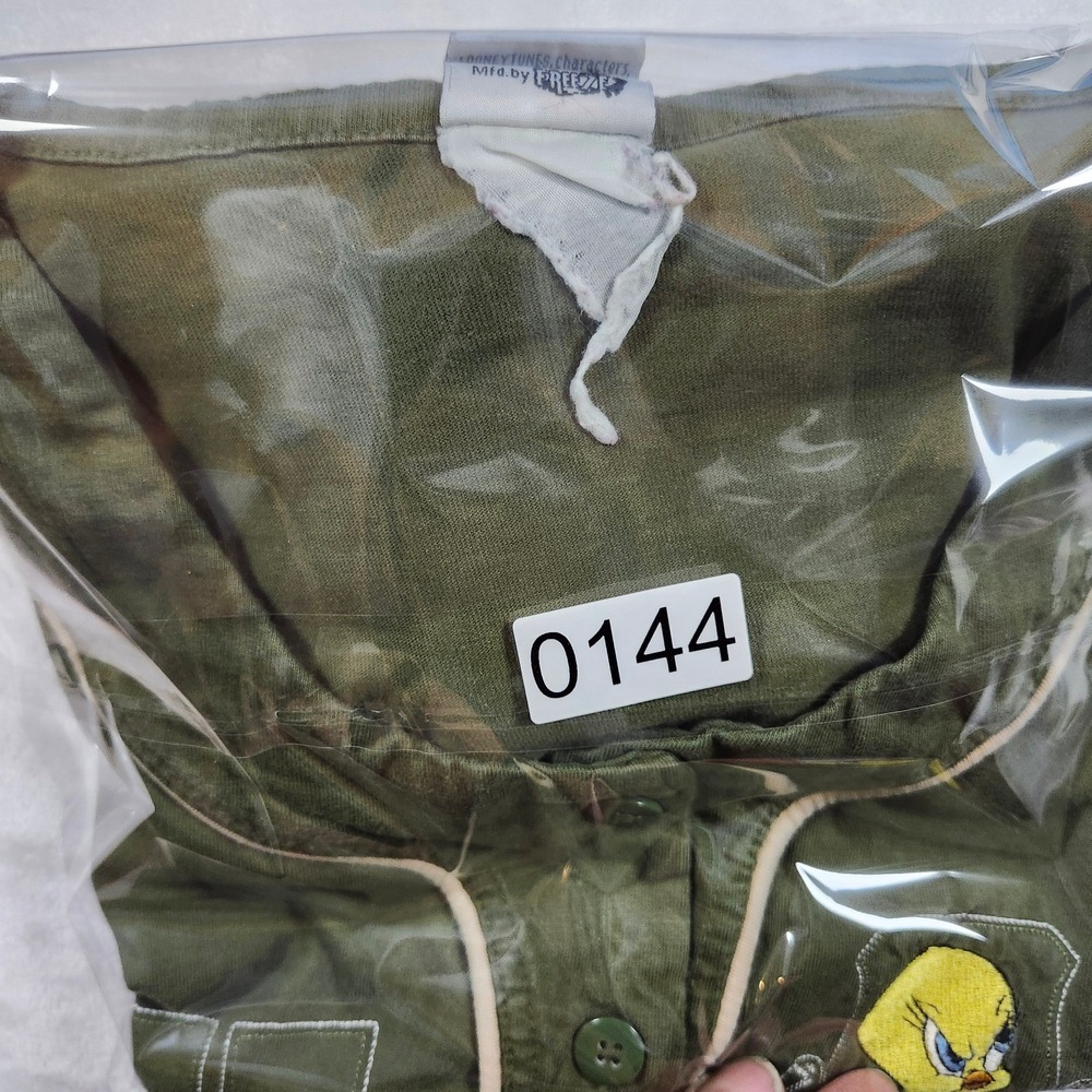 Vintage Looney Tunes Tweety Bird Attitude Baseball Jersey Women Olive Green Tan - Picture 9 of 9